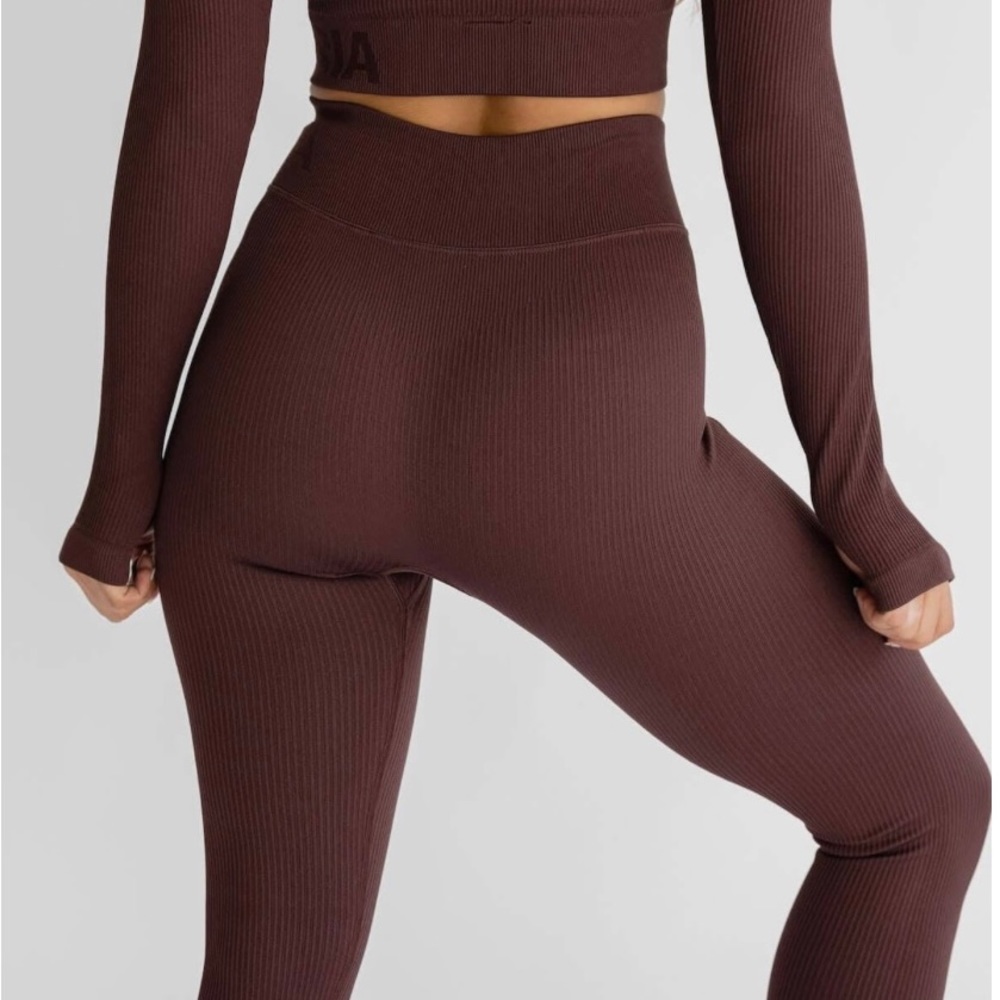 Astoria Brown Ribbed Leggings - Picture 3 of 6